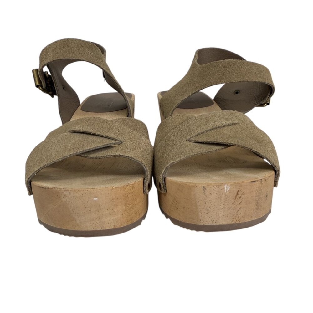 NWOT Loft Criss Cross Leather & Suede Clog Sandals Women's Size 6 - Picture 3 of 8